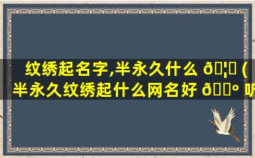 纹绣起名字,半永久什么 🦉 (半永久纹绣起什么网名好 🐺 听)